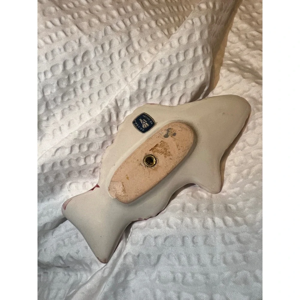 MacKenzie-Childs Ceramic Fish‎ Knob 5in Colorful Checker Pink Pull Handle